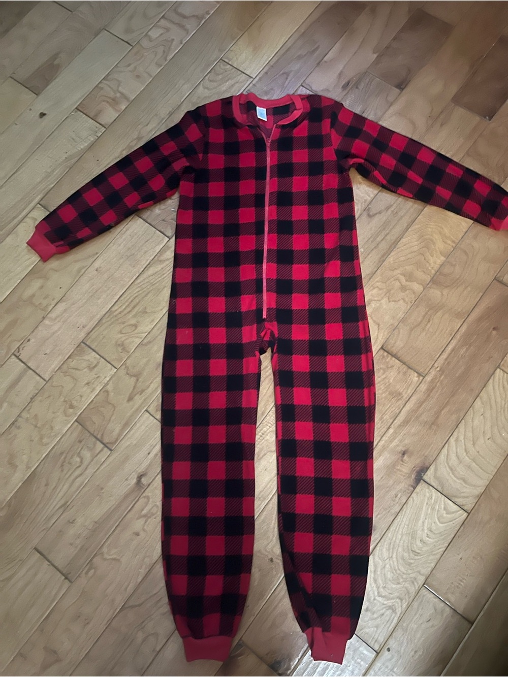 The Children's Place Red and Black Buffalo Plaid One-Piece Pajamas XL